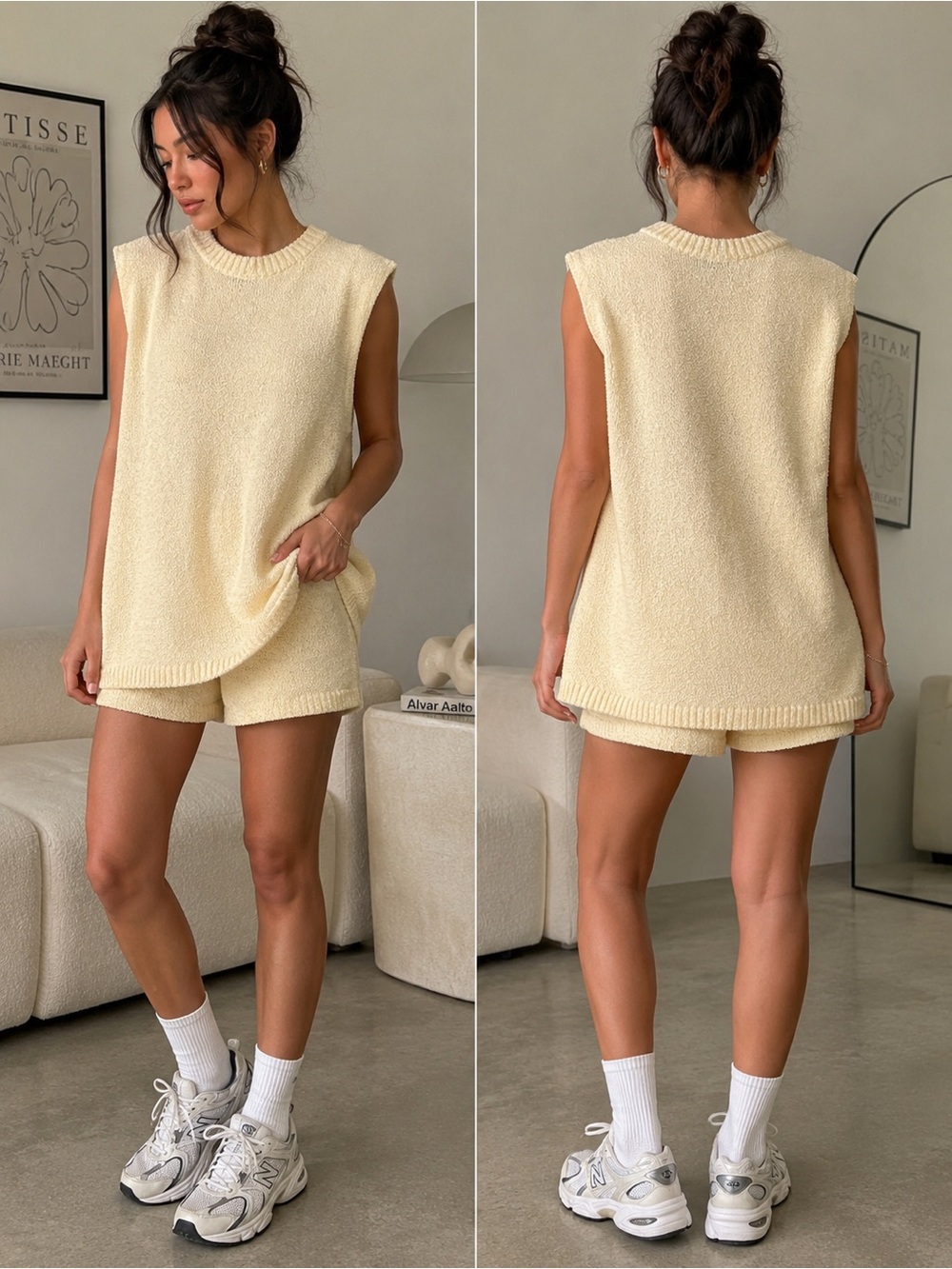 Nenona Butter Yellow Textured Lounge Set NWT Large